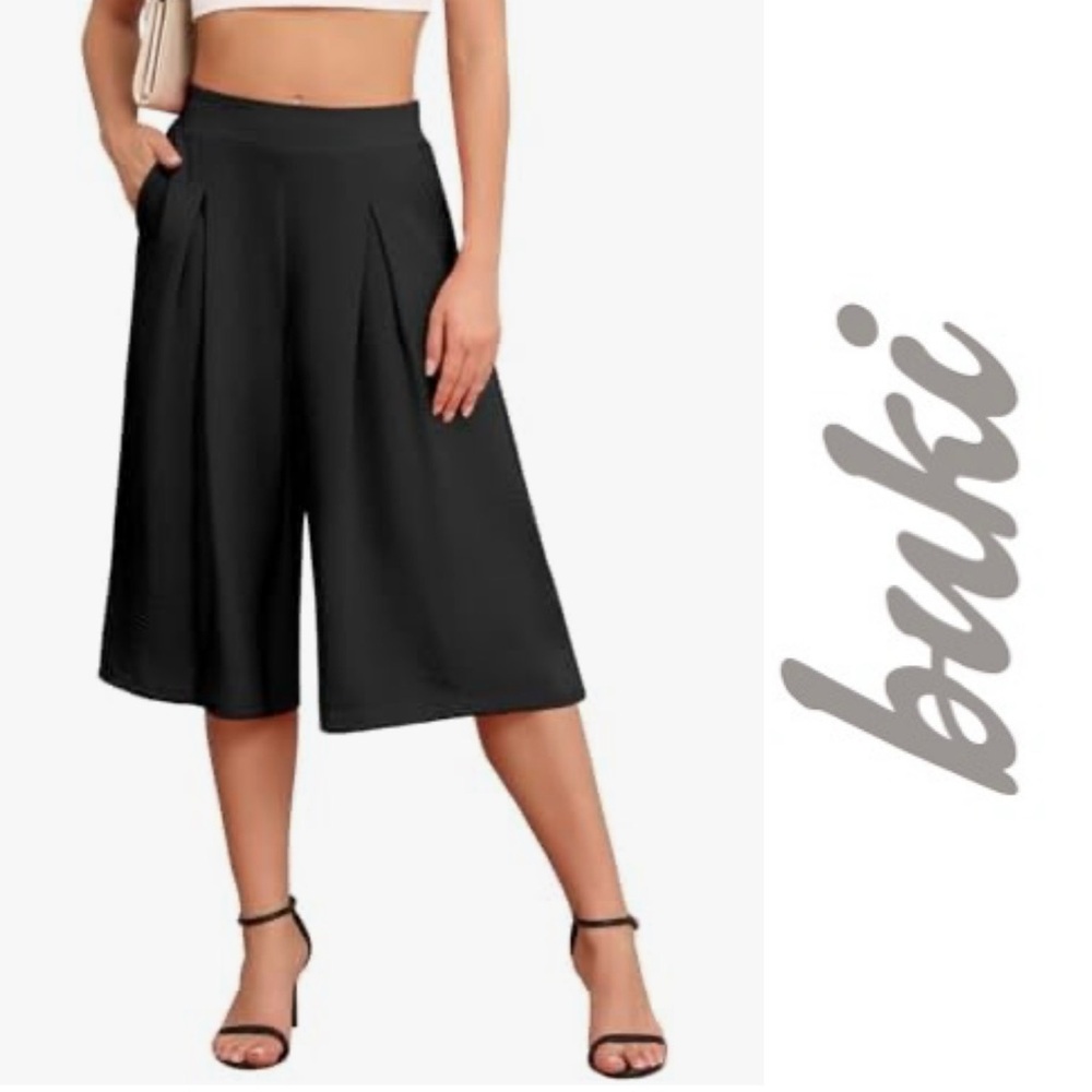 Buki Womens Resort Baggy Wide Leg Capri Pant Medium